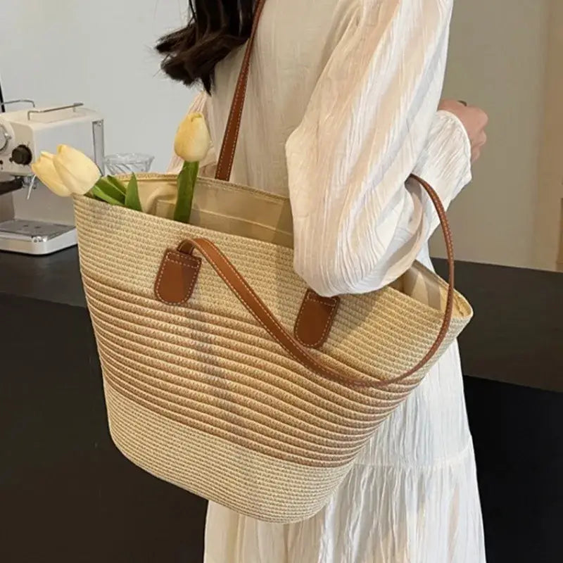 Grand Panier de Plage en Paille