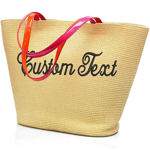 Grand Sac de Plage Personnalisé en Paille