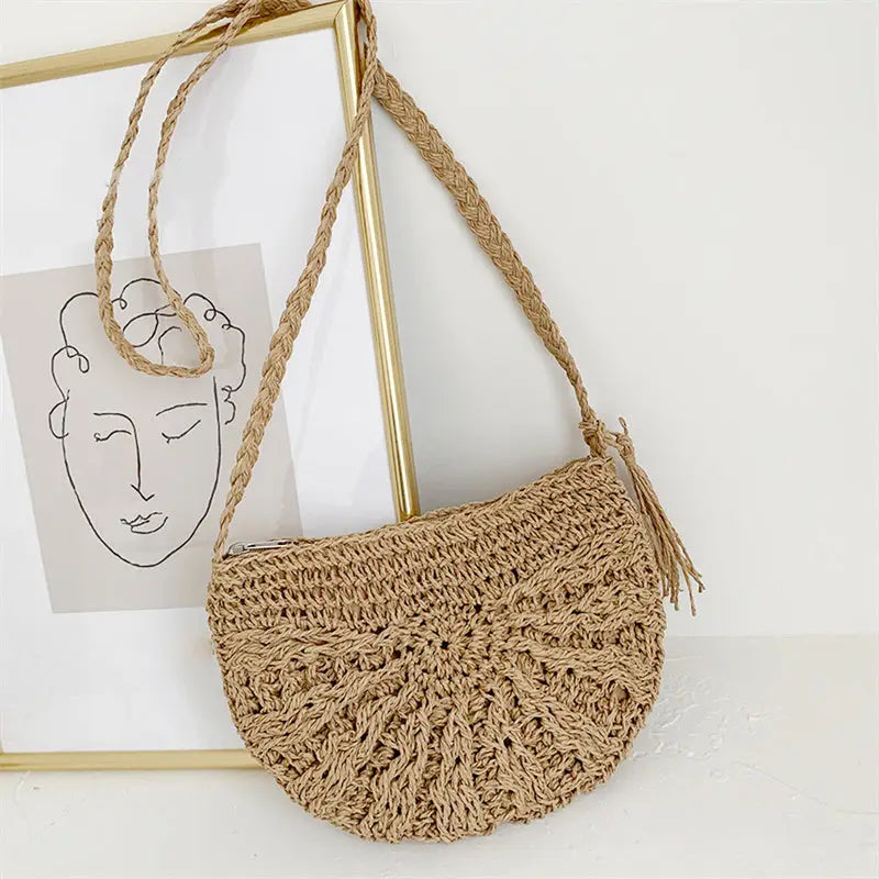 Sac à Main Paille Avec Pompon