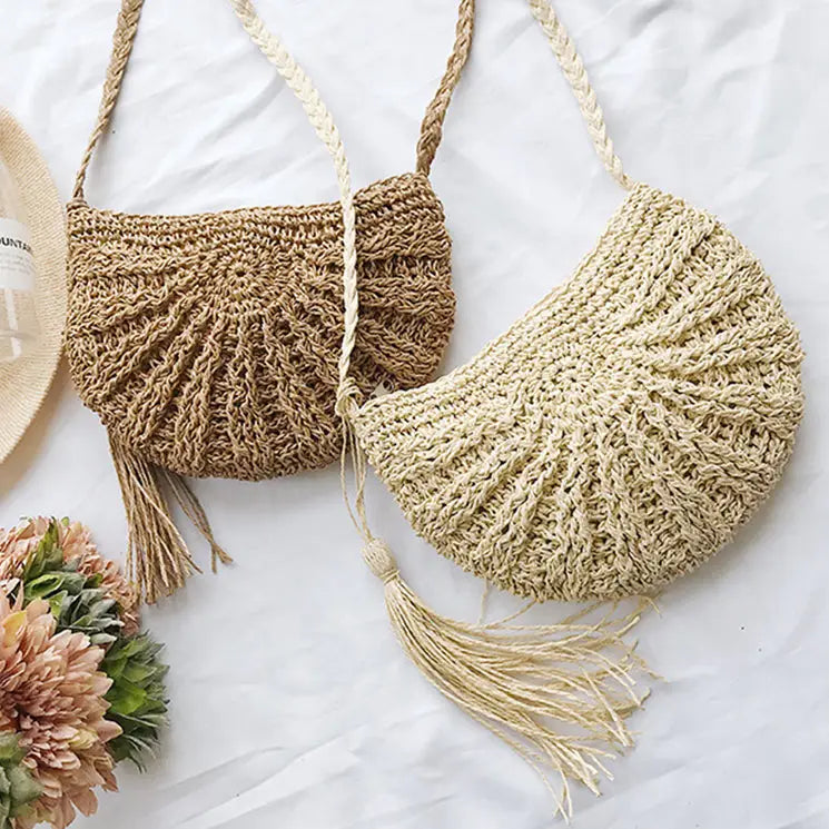 Sac à Main Paille Avec Pompon
