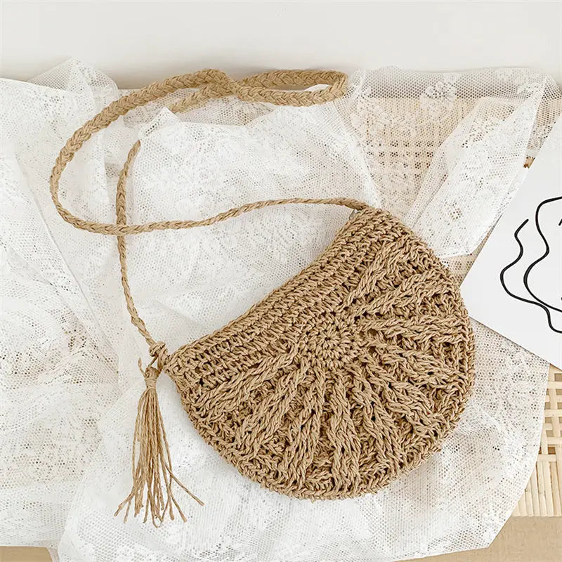 Sac à Main Paille Avec Pompon