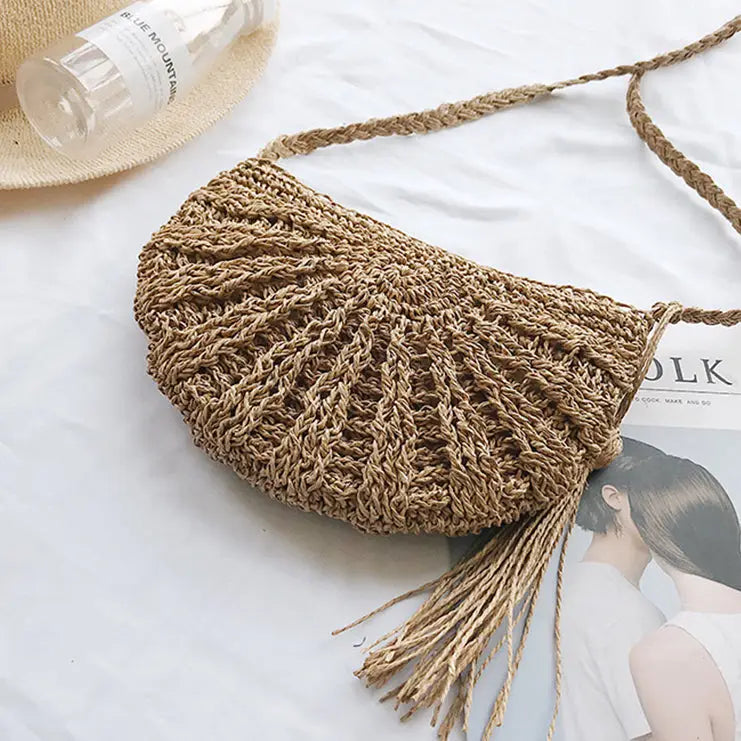 Sac à Main Paille Avec Pompon