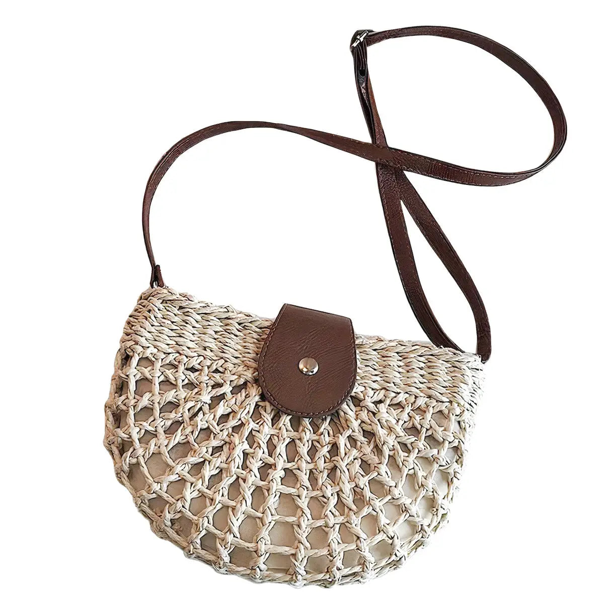 Sac à Main Paille Bi Matière avec Bandoulière