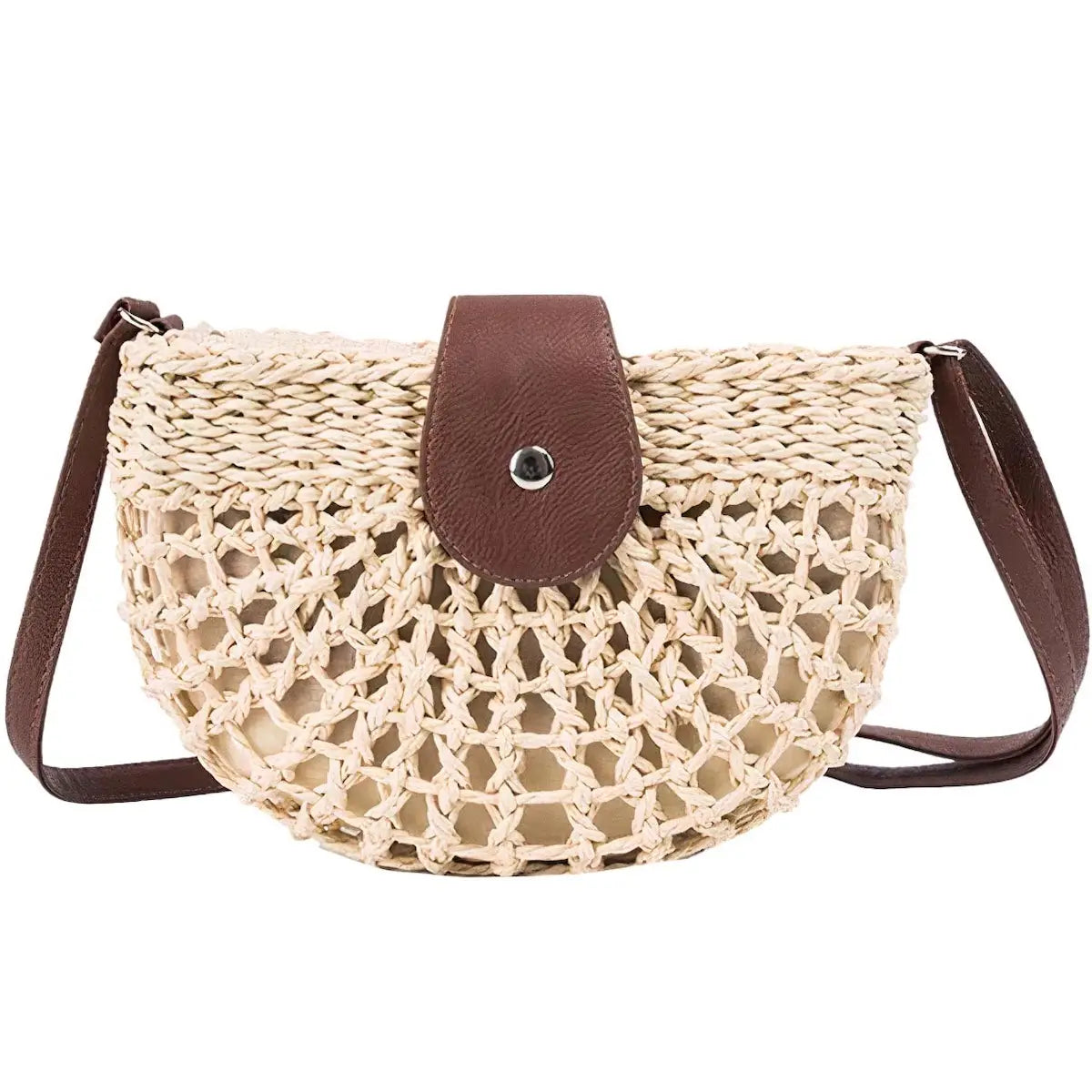 Sac à Main Paille Bi Matière avec Bandoulière