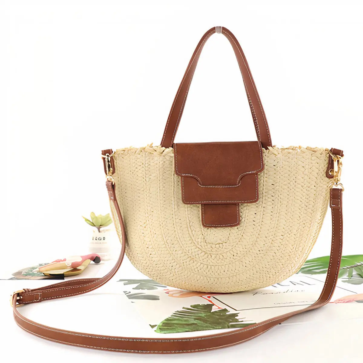 Sac à Main Paille Demi Cercle