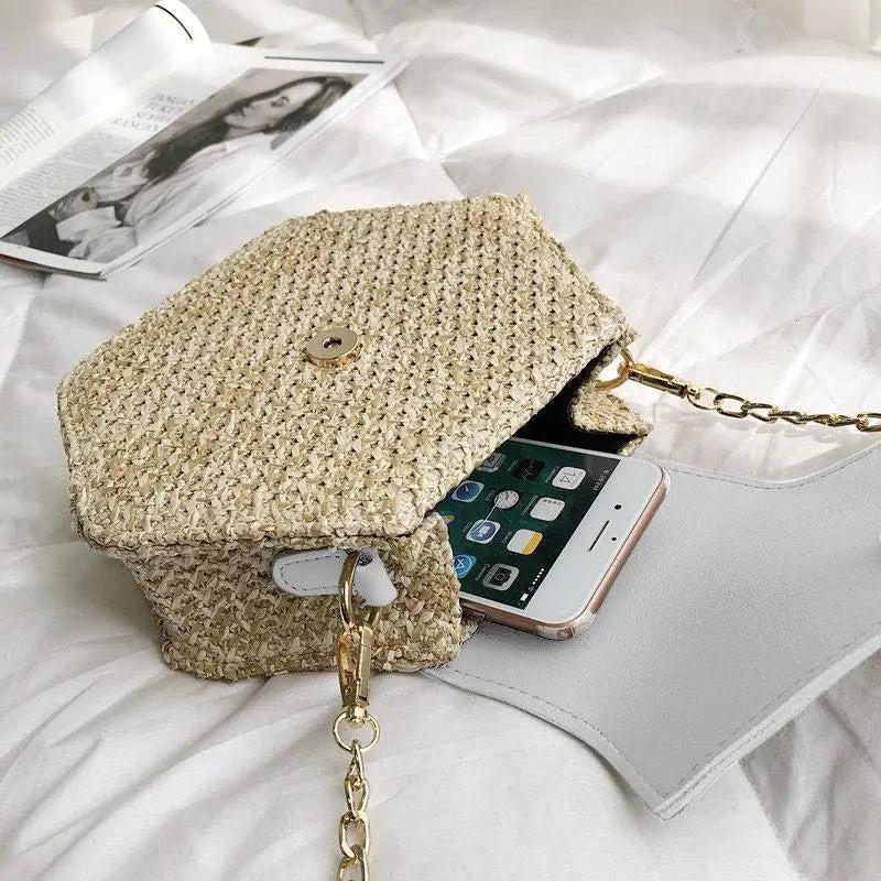 Sac à Main Paille et Cuir Blanc