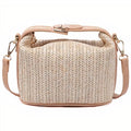 Sac à Main Paille Fermeture Éclair Beige