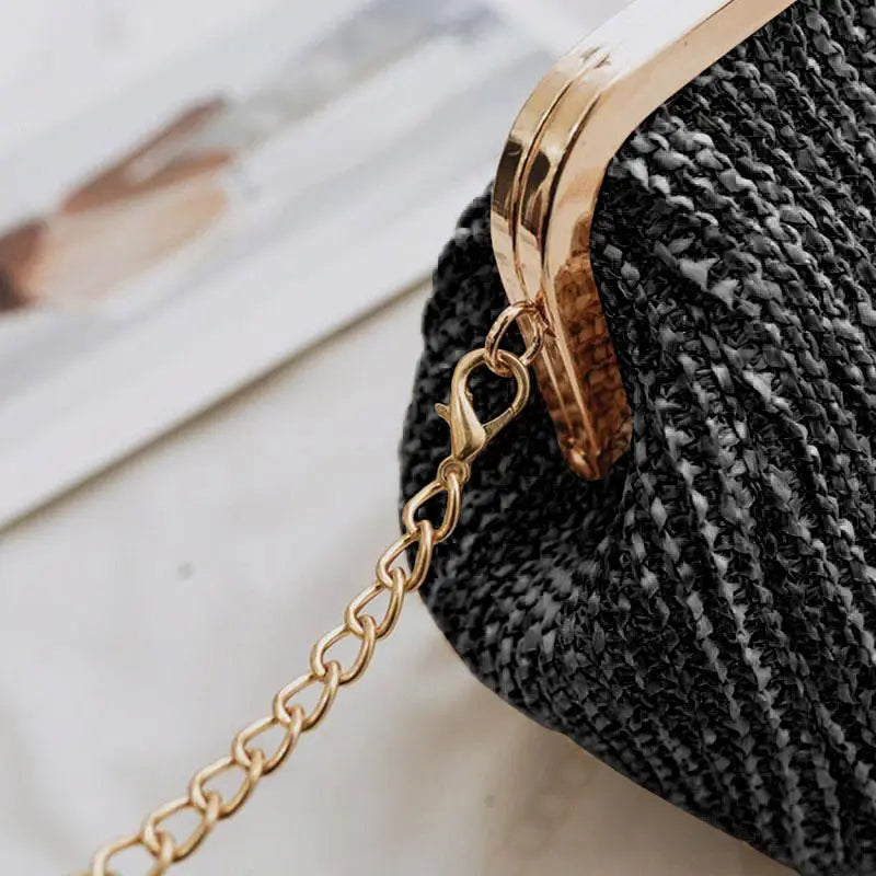 Sac à Main Paille Noir