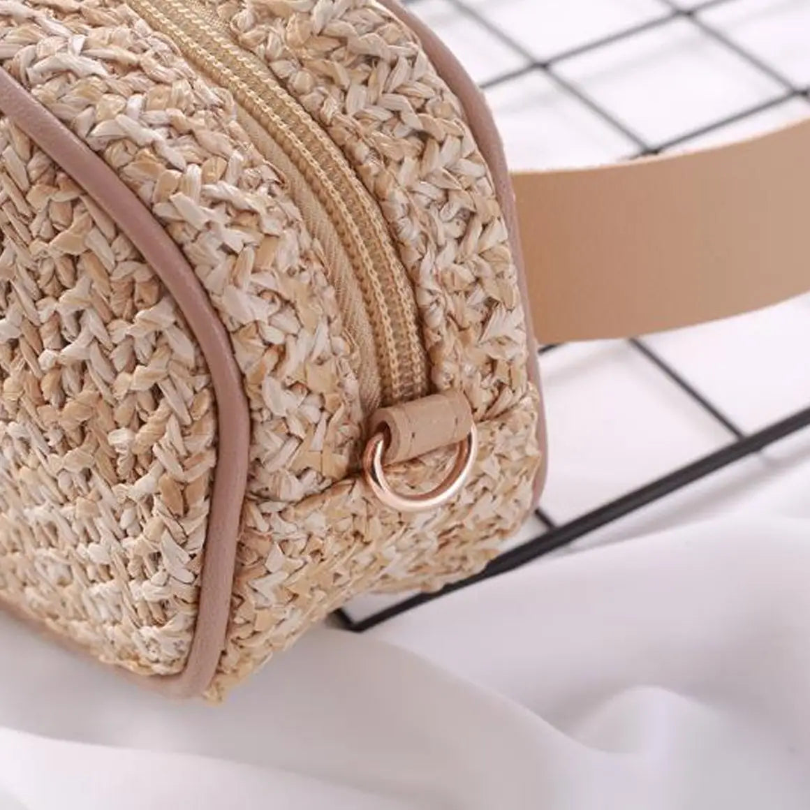 Sac Banane Paille Beige