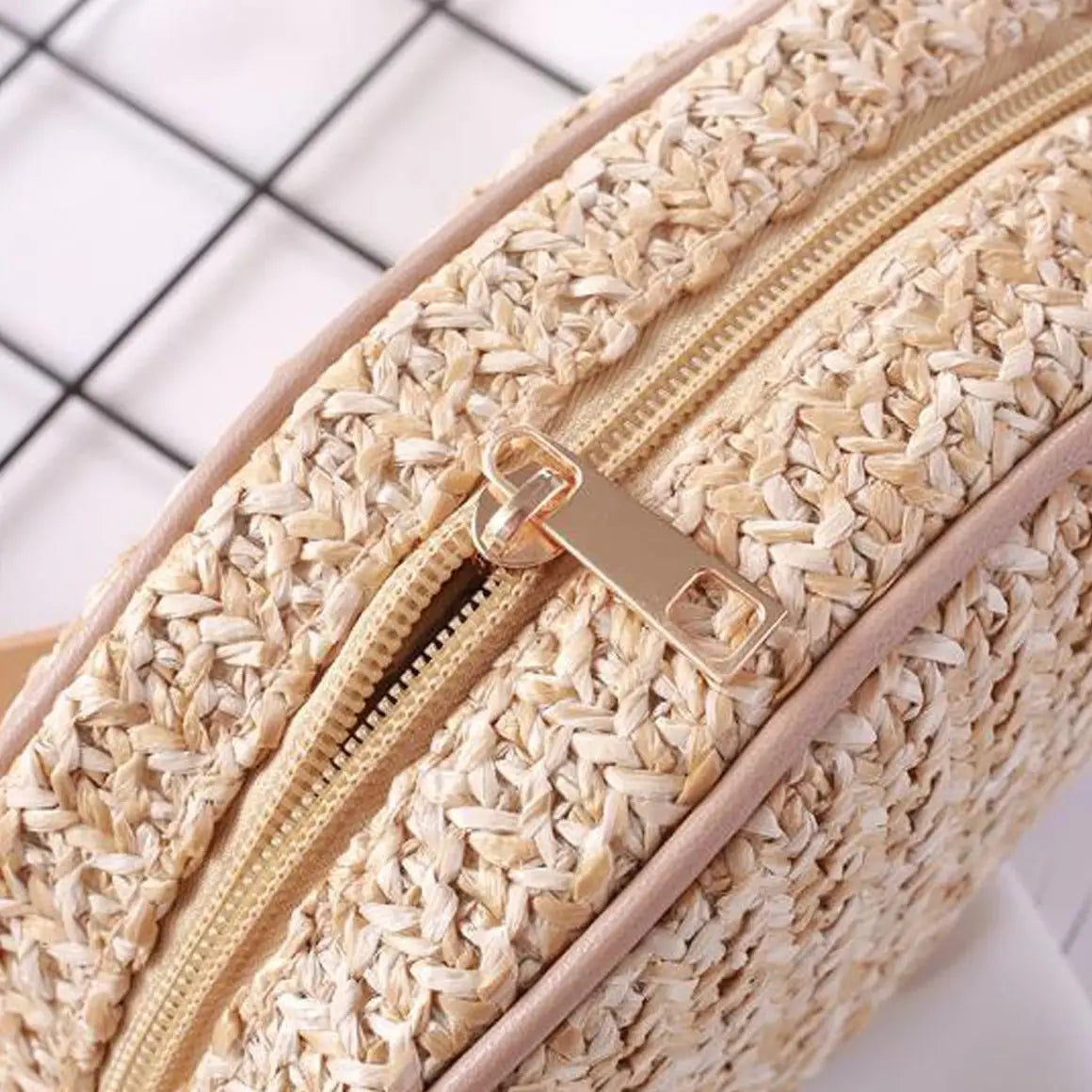 Sac Banane Paille Beige