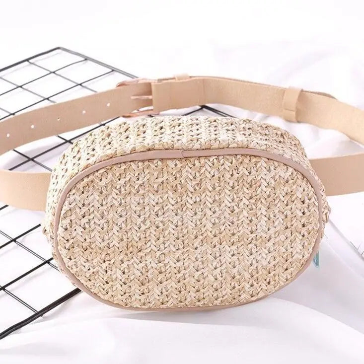 Sac Banane Paille Beige