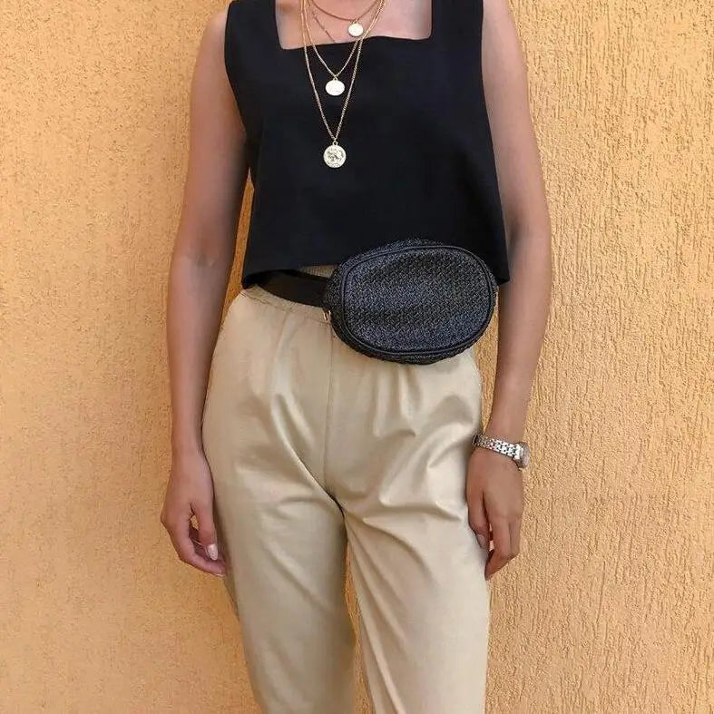 Sac Banane Paille Effet Luxe