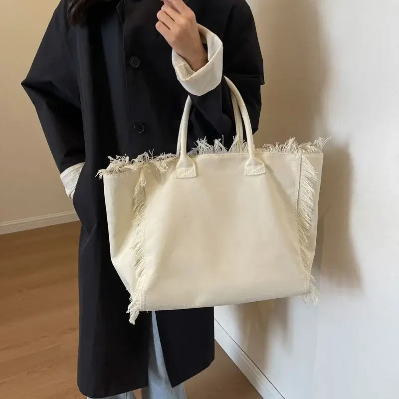 Sac Cabas de Plage en Tissu Uni