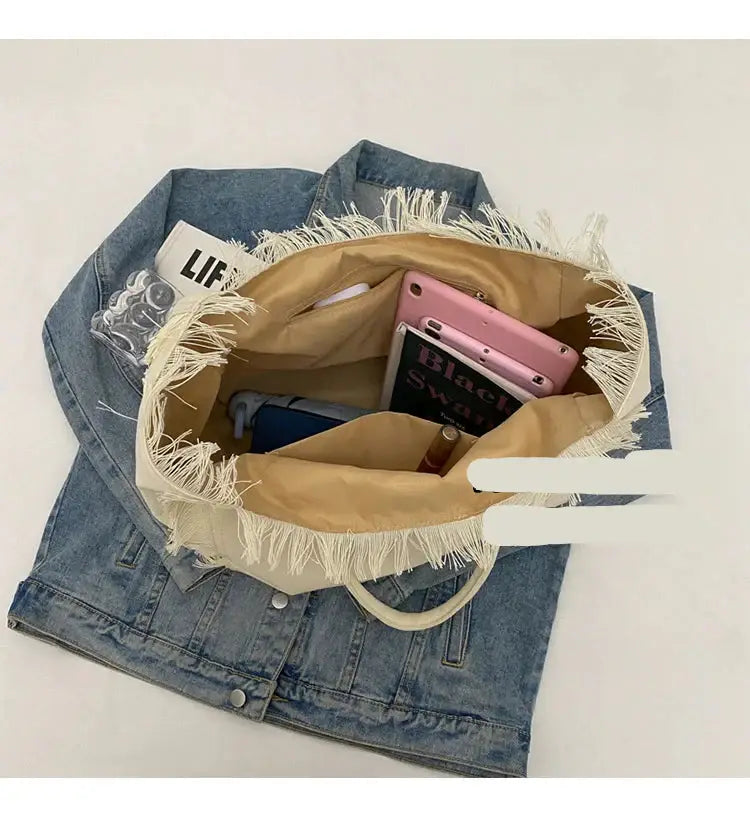 Sac Cabas de Plage en Tissu Uni