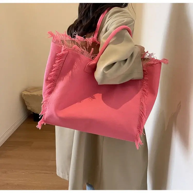 Sac Cabas de Plage en Tissu Uni
