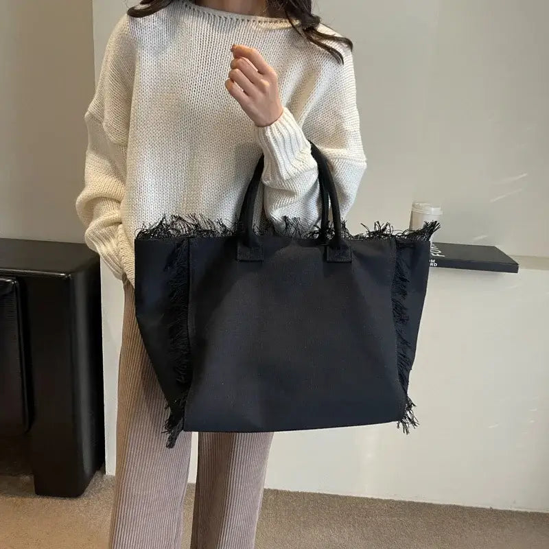Sac Cabas de Plage en Tissu Uni