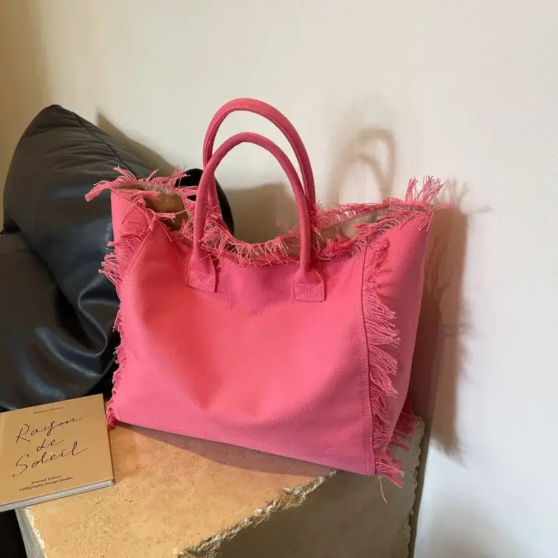 Sac Cabas de Plage en Tissu Uni
