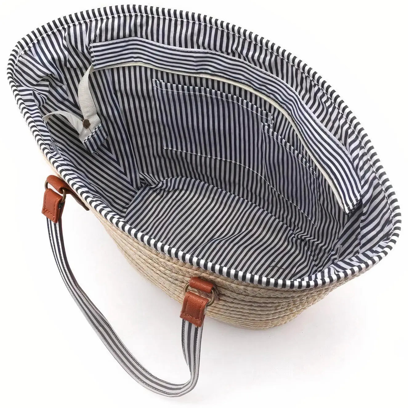 Sac Cabas en Paille De Plage Marinière