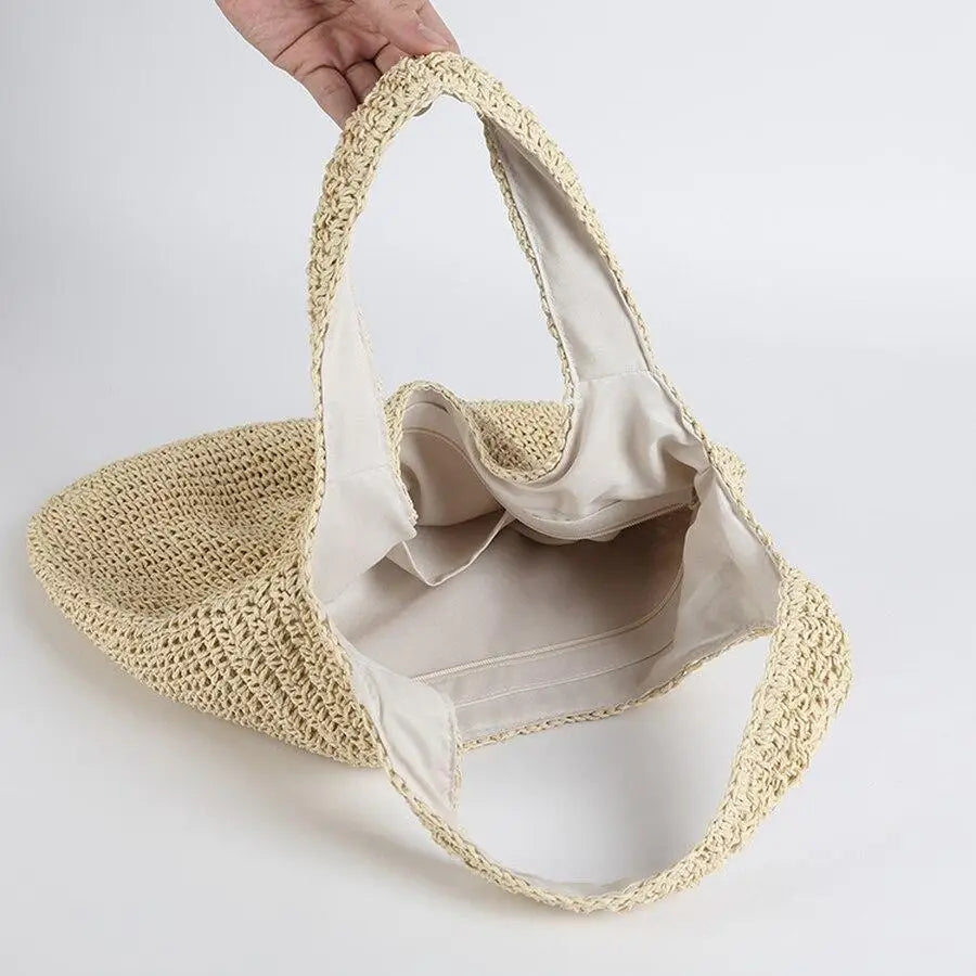 Sac Cabas Paille Bandoulière Intégrée