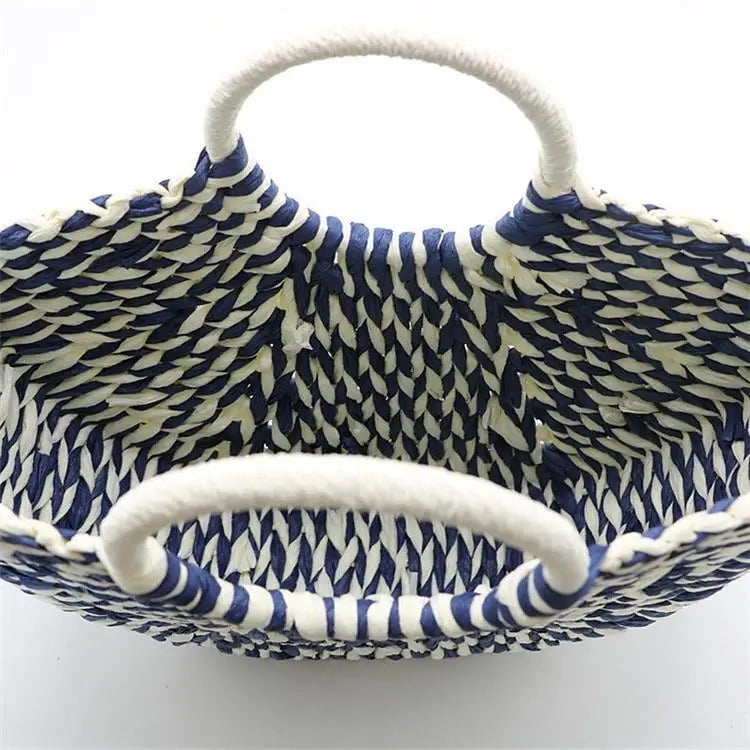 Sac Cabas Paille Bleu