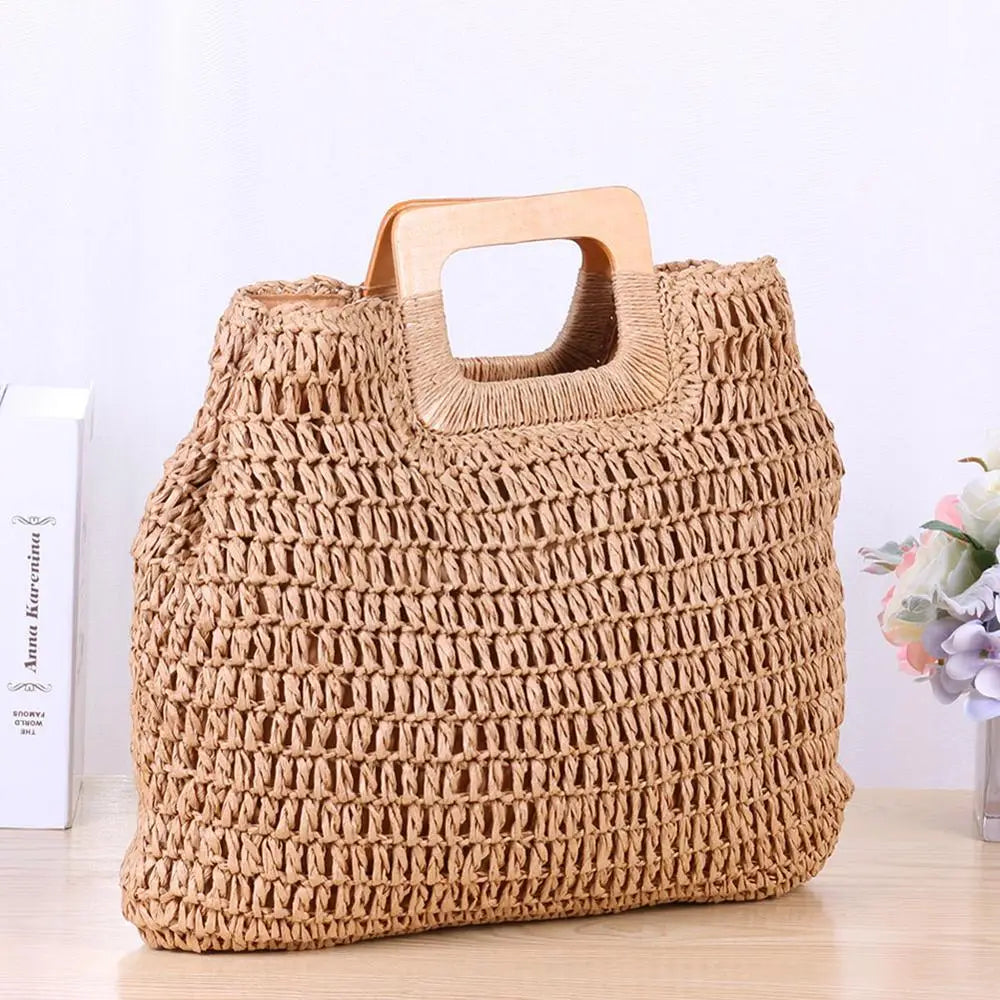 Sac Cabas Paille & Bois