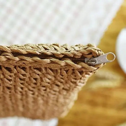 Sac Cabas Paille Fermeture Éclair