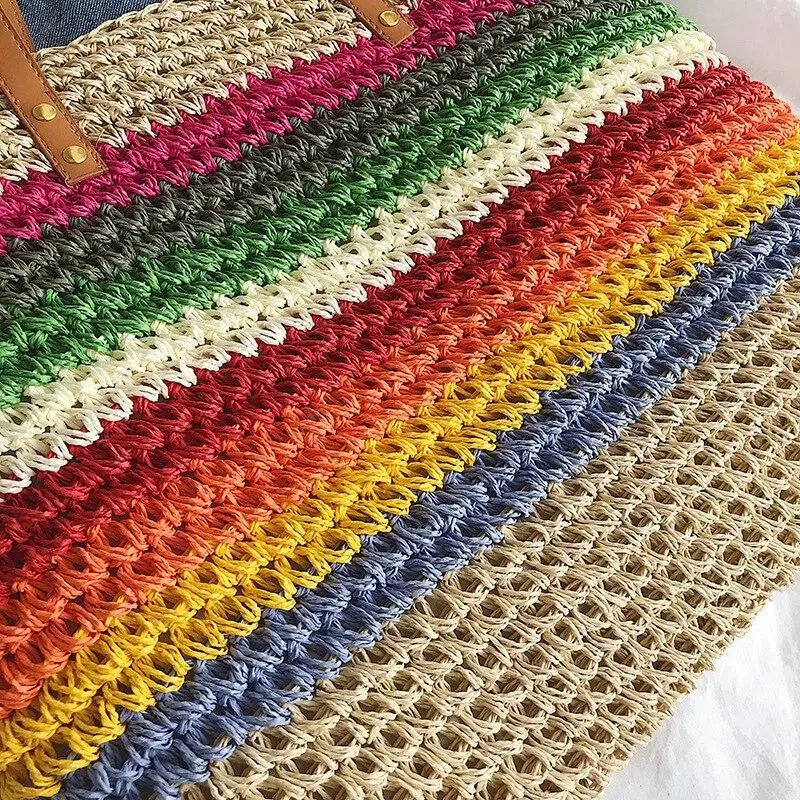 Sac Cabas Paille Multi Couleurs
