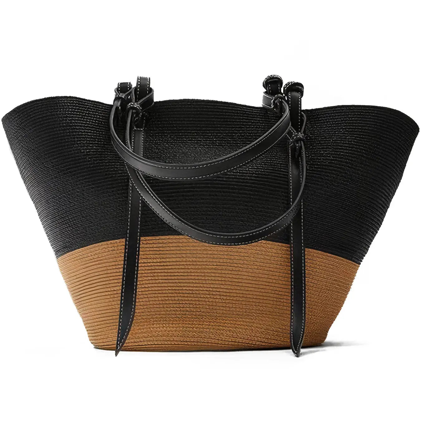 Sac Cabas Paille Noir Tressé
