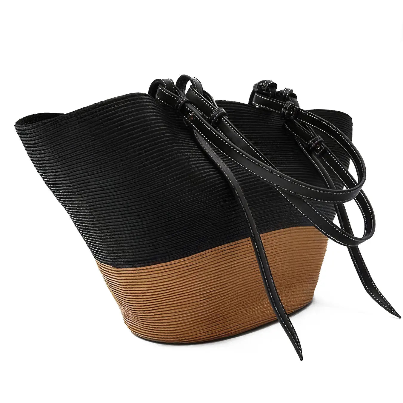 Sac Cabas Paille Noir Tressé
