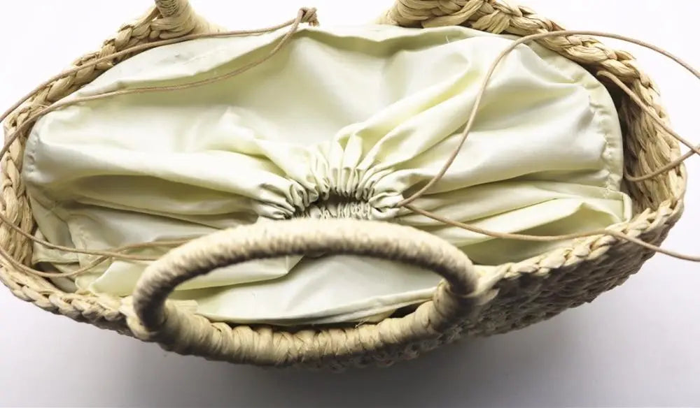 Sac Cabas Paille Tressé Beige
