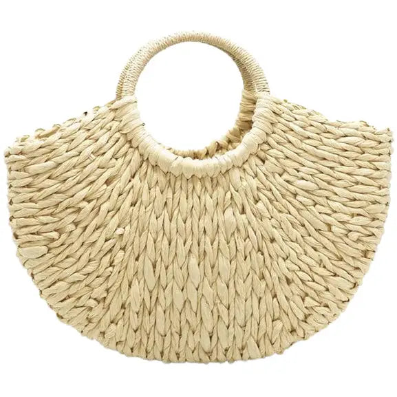 Sac Cabas Paille Tressé Beige