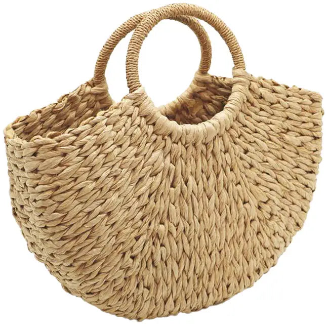 Sac Cabas Paille Tressé Marron