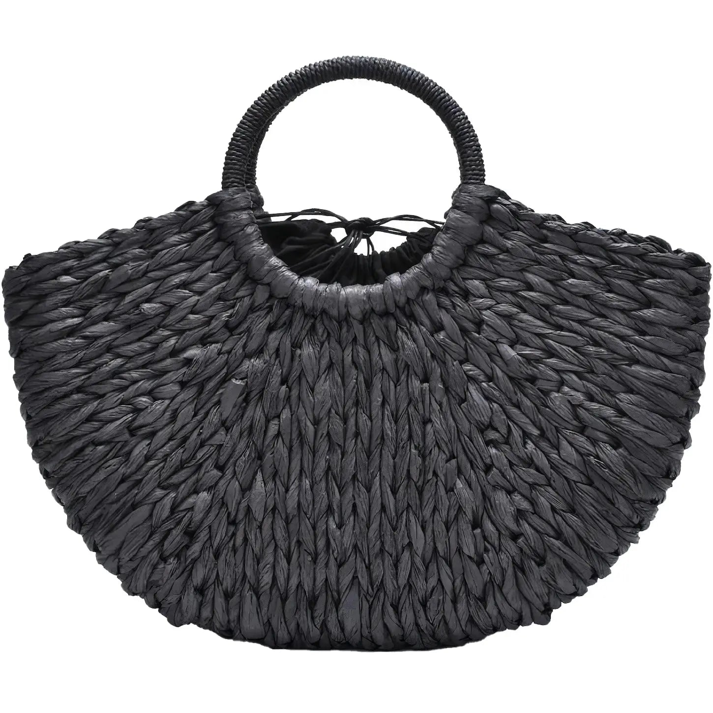 Sac Cabas Noir en Paille Tressée