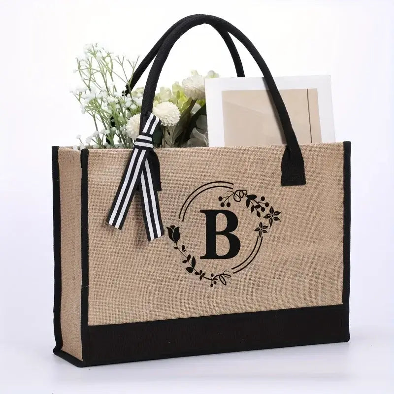 sac cabas de plage personnalisé avec lettre b