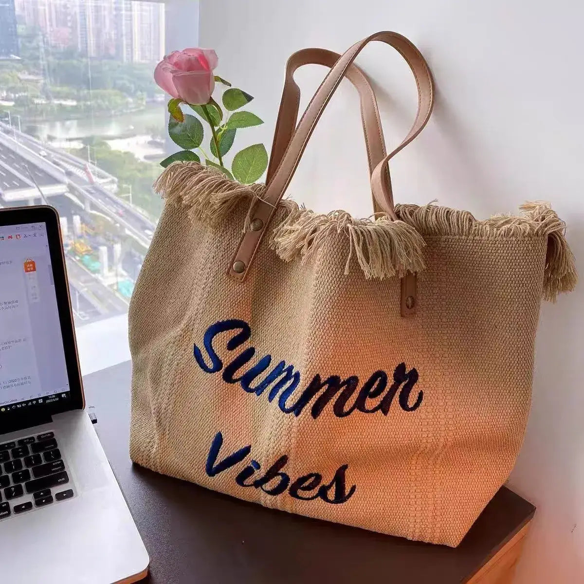 sac de plage femme beige