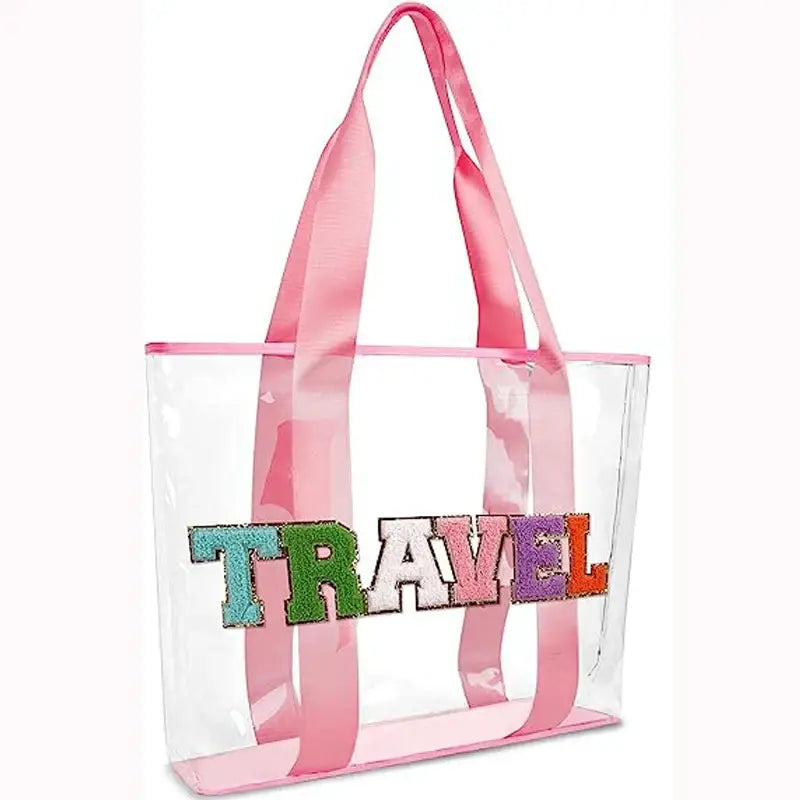 sac de plage plastique avec anse rose