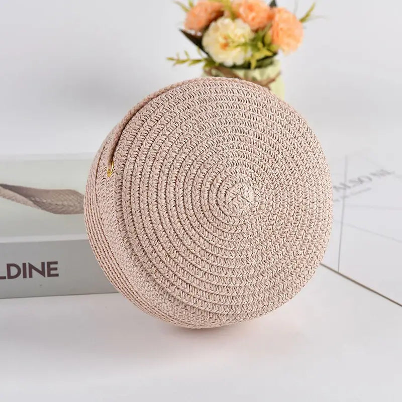 Sac De Plage Rond en Paille avec Anse
