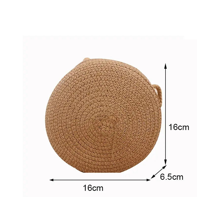 Sac De Plage Rond en Paille avec Anse