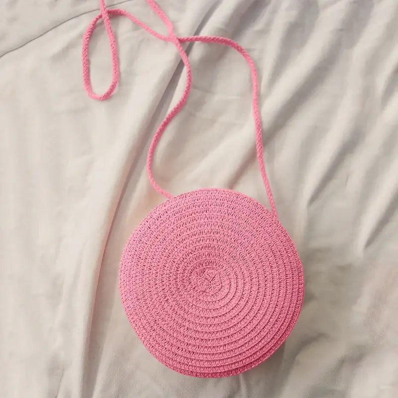 Sac De Plage Rond en Paille avec Anse