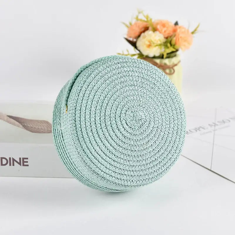 Sac De Plage Rond en Paille avec Anse