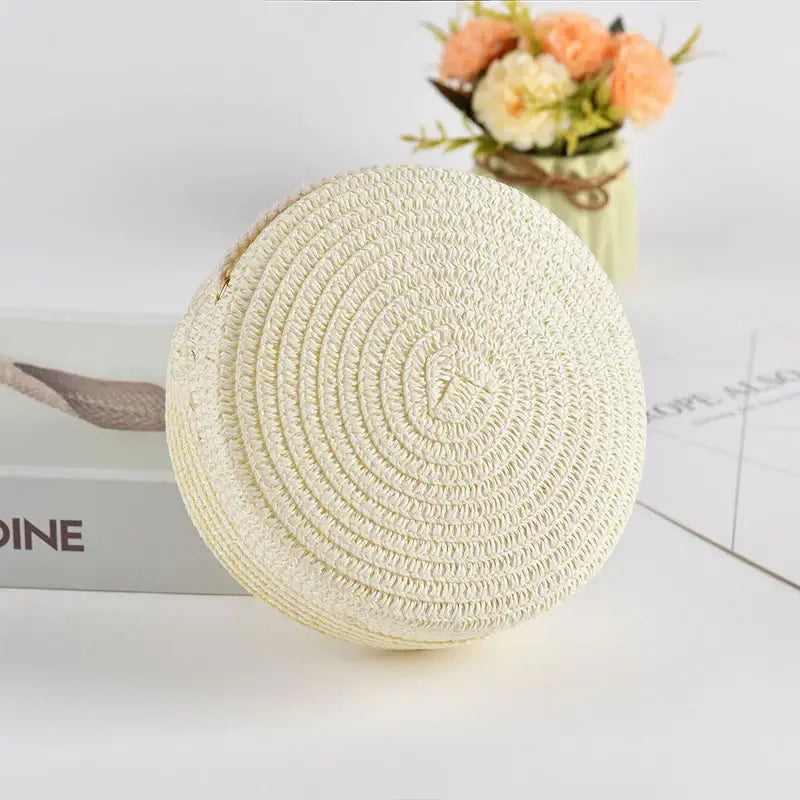 Sac De Plage Rond en Paille avec Anse