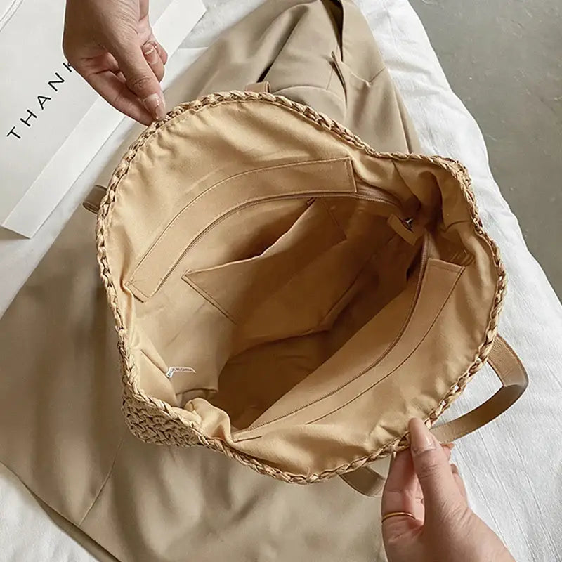Sac de Plage tissé en Paille Vintage