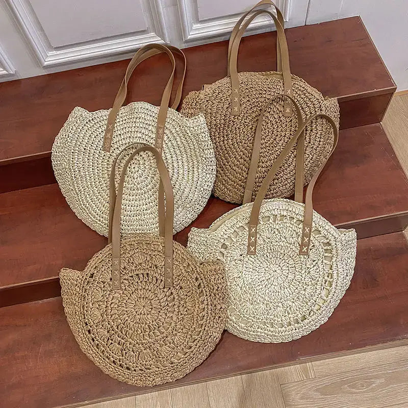 Sac de Plage tissé en Paille Vintage