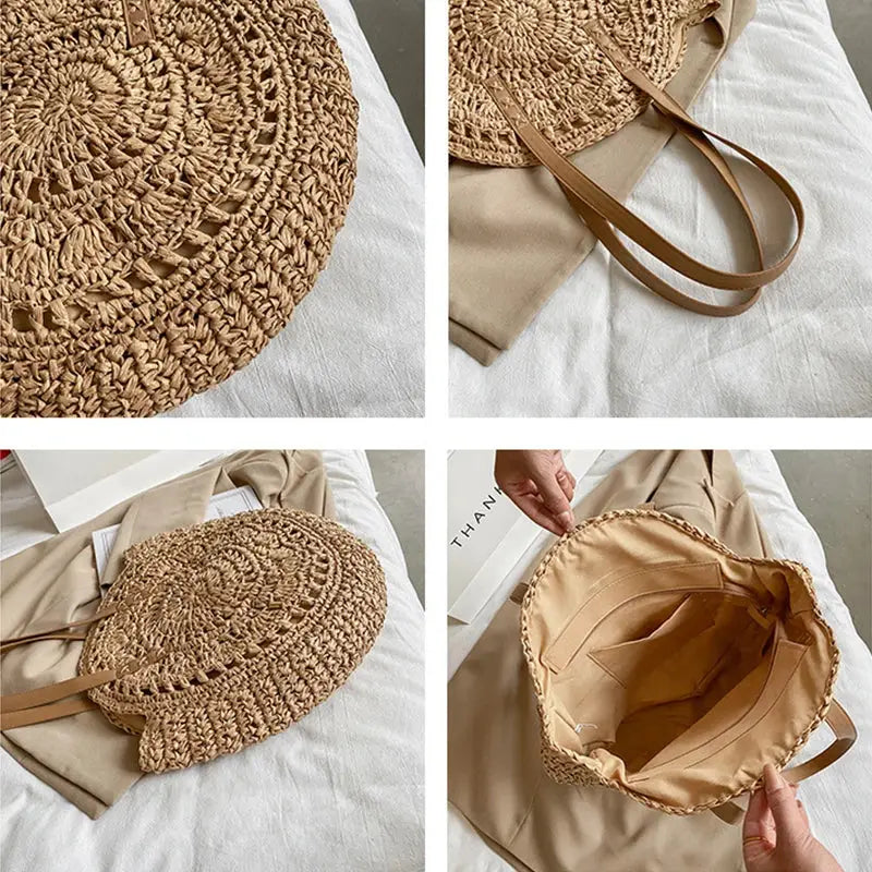 Sac de Plage tissé en Paille Vintage