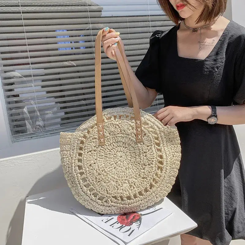 Sac de Plage tissé en Paille Vintage