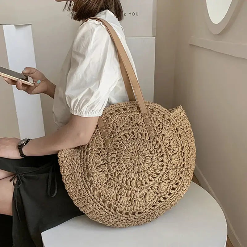 Sac de Plage tissé en Paille Vintage
