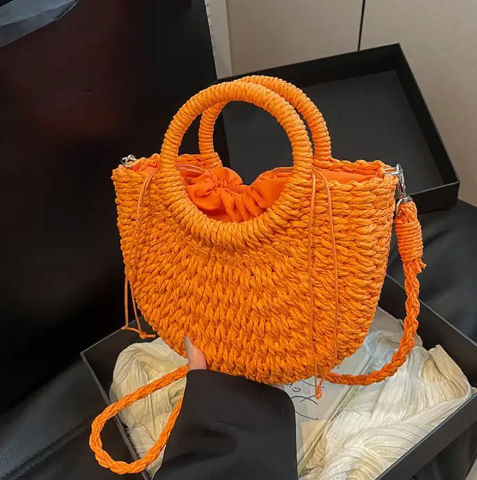 sac bandouliere en osier orange