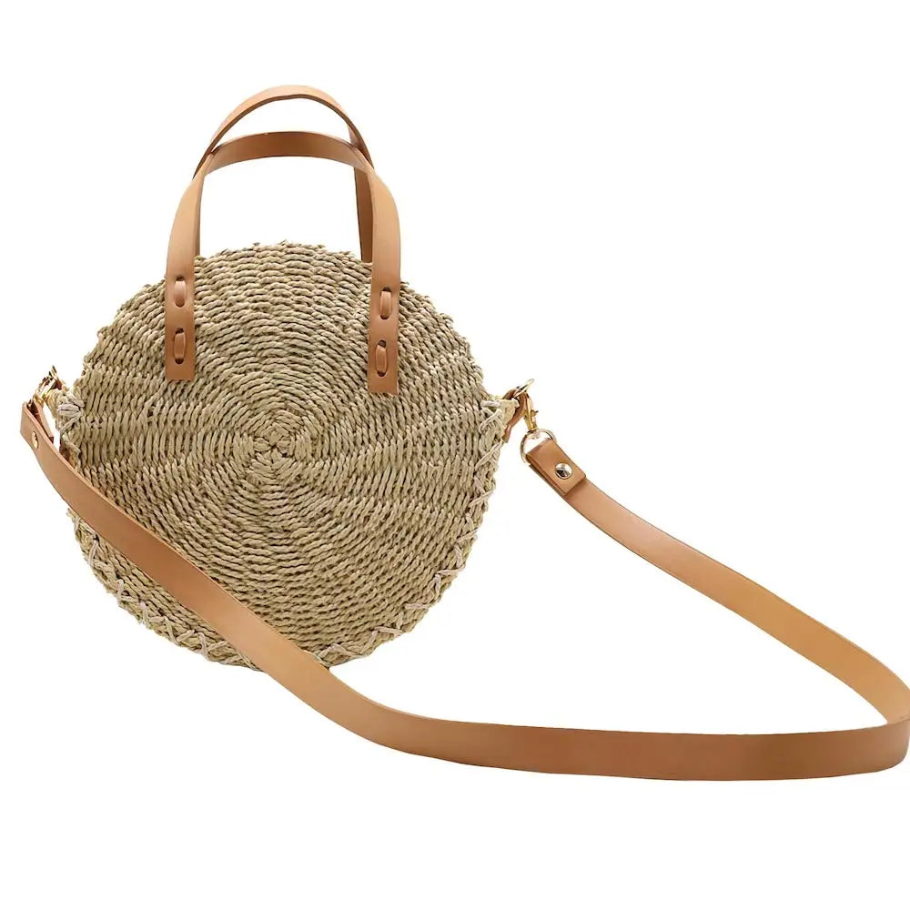 Sac Paille Rond Petit & Beige