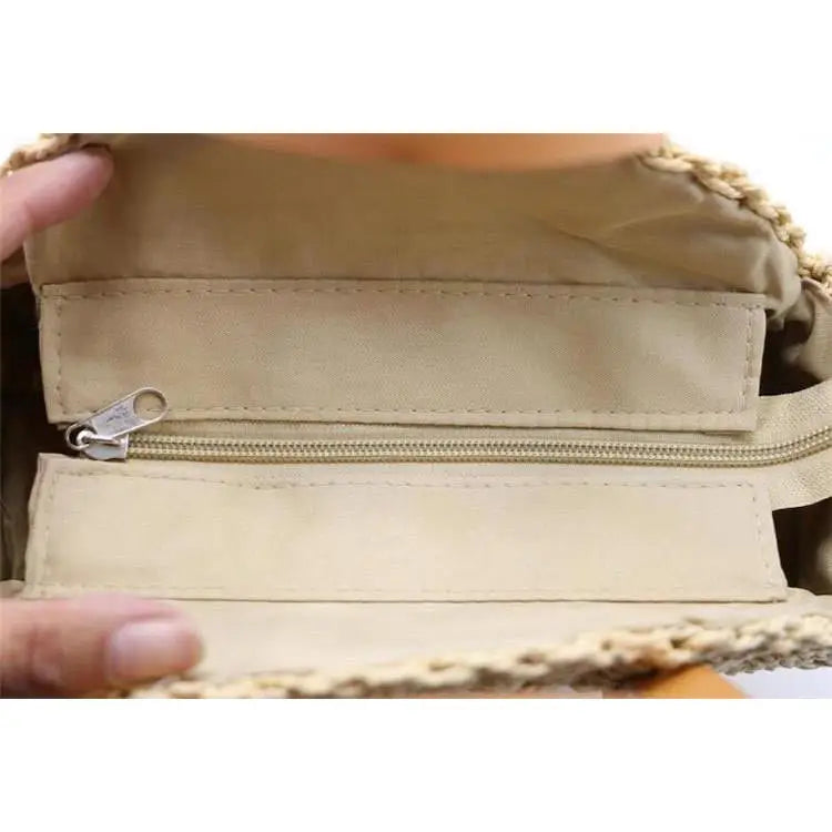 Sac Paille Rond Petit & Beige