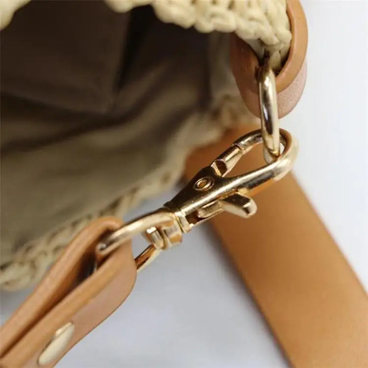Sac Paille Rond Petit & Beige